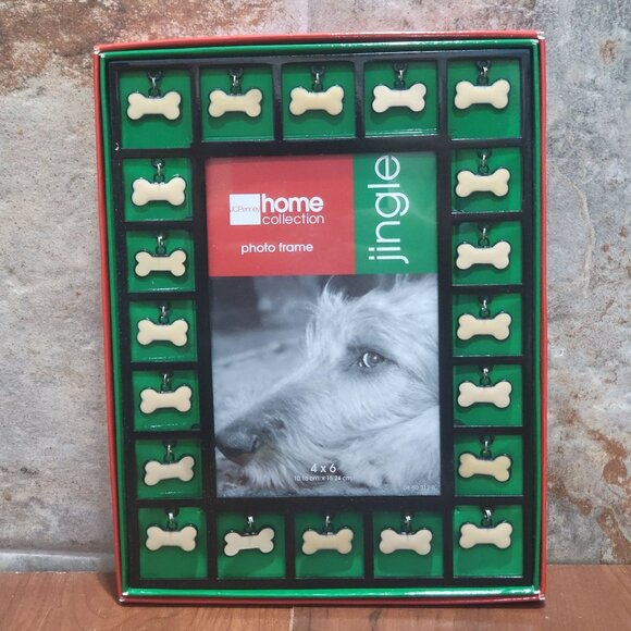 Home Collection Photo Frame Jingle Dog Bone Charms 4 x 6 Metal Picture Frame - Picture 1 of 10